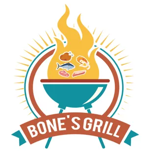 a bbq with flames and fish