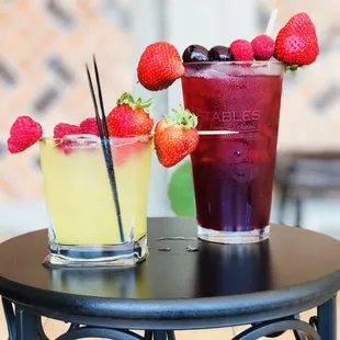 two drinks on a table