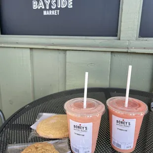 Orange Sunshine &amp; Strawberry Bay Smoothies with Lemon Drop &amp; Peanut Butter Cookies