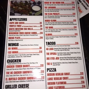 sushi and sashimi, menu