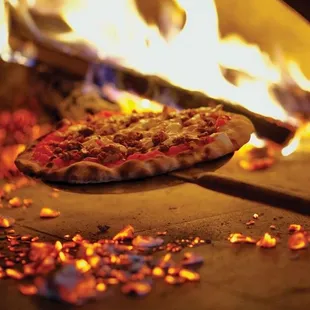 a pizza being cooked