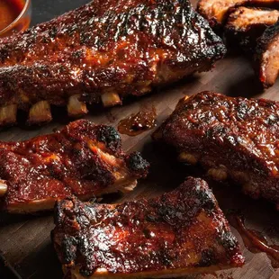 ribs on a cutting board