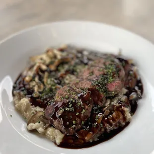 Wild mushroom risotto &amp; petite filet- a dish not to miss!