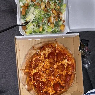 Small Pepperoni Pizza Caesar Salad