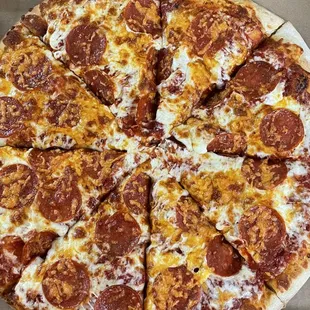 Pepperoni with cheddar cheese on top very tasty
