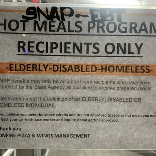They finally accept EBT for the meals program. Read their posting