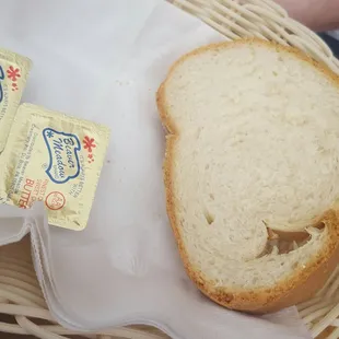a basket of bread and butter