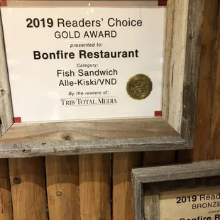 a plaque for the 2019 readers'choice