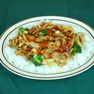 a plate of rice and vegetables