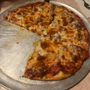 Sausage and pepperoni pizza