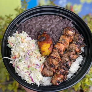 Jerk chicken skewers plate (IG: hangryforwhat)