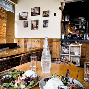 two plates of food on a table