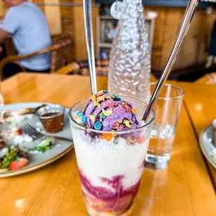 an ice cream sundae with sprinkles and sprinkles