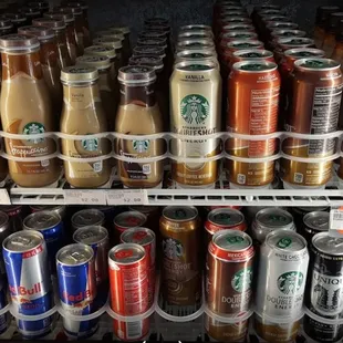 a refrigerator full of drinks