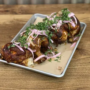 a tray of food on a table