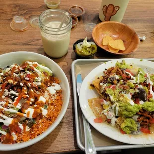 Al pastor nachos and taco bowl
