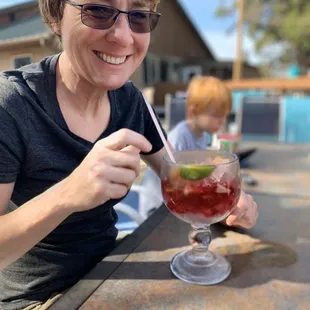 Sangria with fruit. So good!!