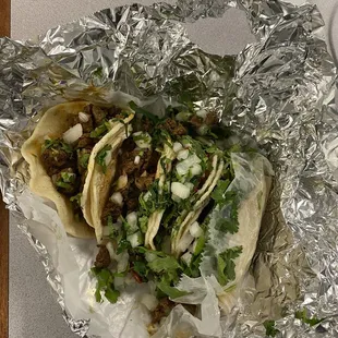 A mixture of tacos