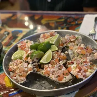 Oysters prepared with ceviche