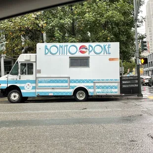 a food truck on a city street