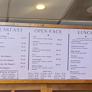 Menu as of 8/16/2024