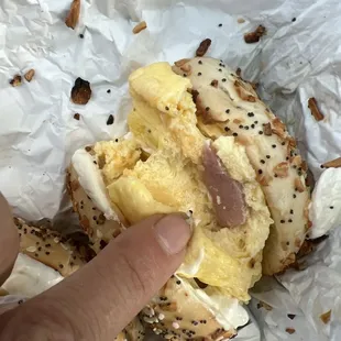 Ham and cheese sandwich with $2.50 extra in cream cheese