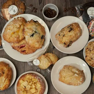 Delicious pastries - cookies, croissants, scones. Catering