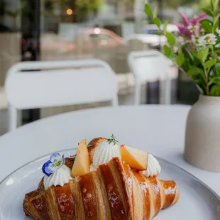 Peaches and cream croissant