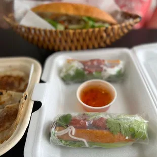 a tray of vietnamese food