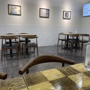 Dining Area with hand sanitizer at each table