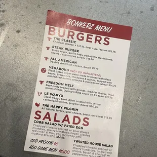 Special Menu at Twisted Root Burger