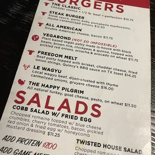 Menu for Comedy Night is more limited