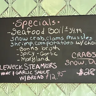 Specials Board May 8, 2021