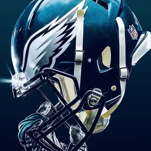 the helmet of a philadelphia eagles football player