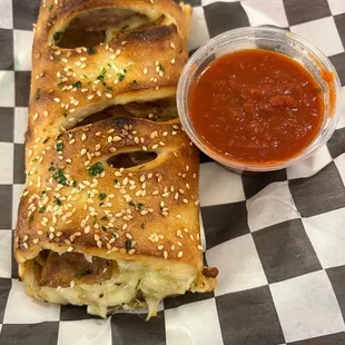 Sausage Stromboli with Side of Marinara Sauce