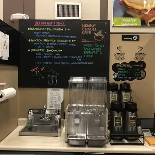 menus and coffee machines