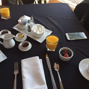 Breakfast included fruit, juice, coffee &amp; sugar CUBES!