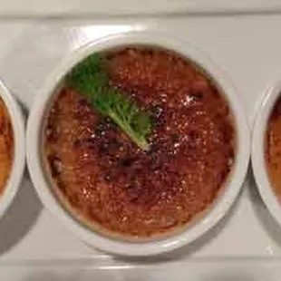 creme brulee trio... kumquat and lychee, fennel and dark chocolate, vanilla