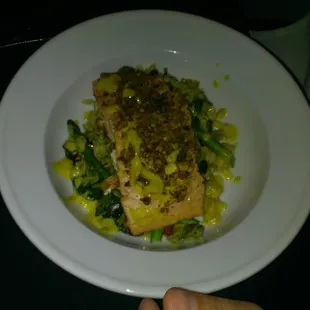 Salmon dinner at the Cafe