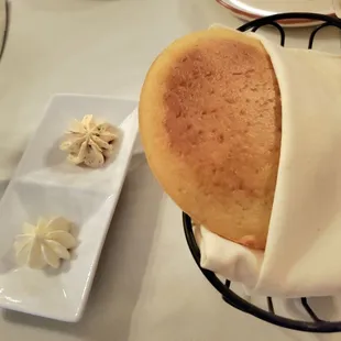 Cornbread, but more like a pancake. The bacon jalapeño butter was so tasty