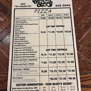Both sides of menu