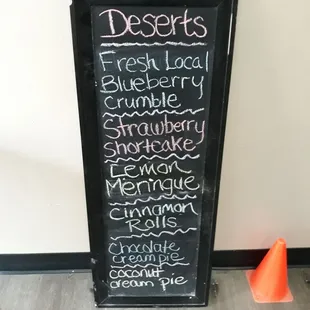 Dessert menu