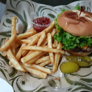 Tarheel Burger with fries-$12.95