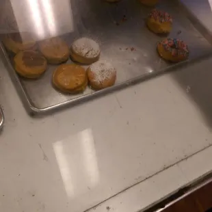 a tray of doughnuts