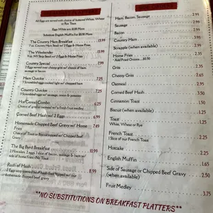 menu