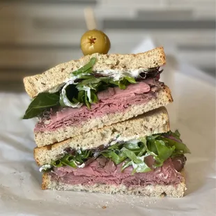 Seth Rogen..Delicious my son had them removed the tomato as he's allergic to fresh ones.  The horseradish spread is Bomb on this!!