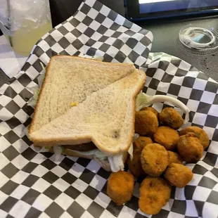 Crawfish burger and okra