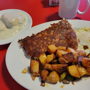 Corned beef hash and biscuits and gravy. Very tasty