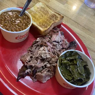 Large Pork Platter Baked Beans Collard Greens