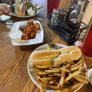 Philly with banana peppers and fries.